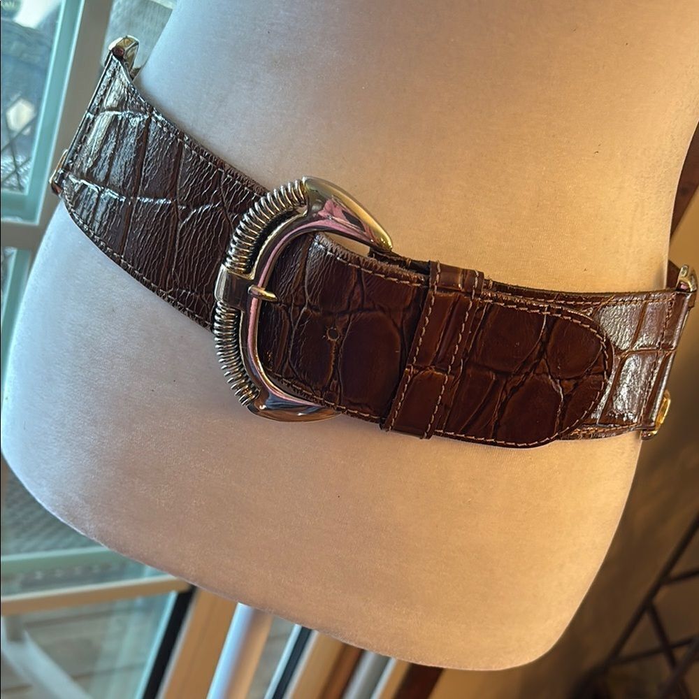 Vintage Gidding-Jenny Brown Crocodile Pattern Belt, Made in Italy